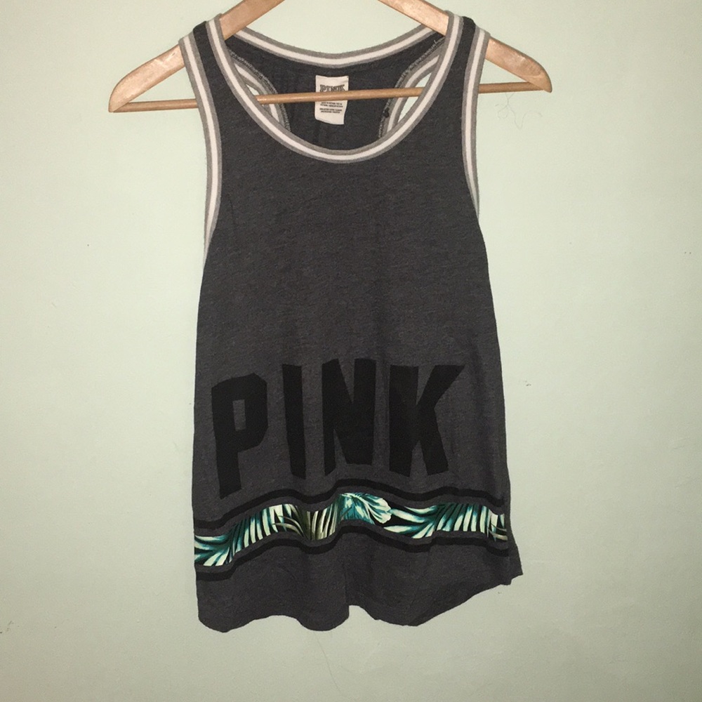 ❌SOLD❌PINK Victoria’s Secret Palm Muscle Tee